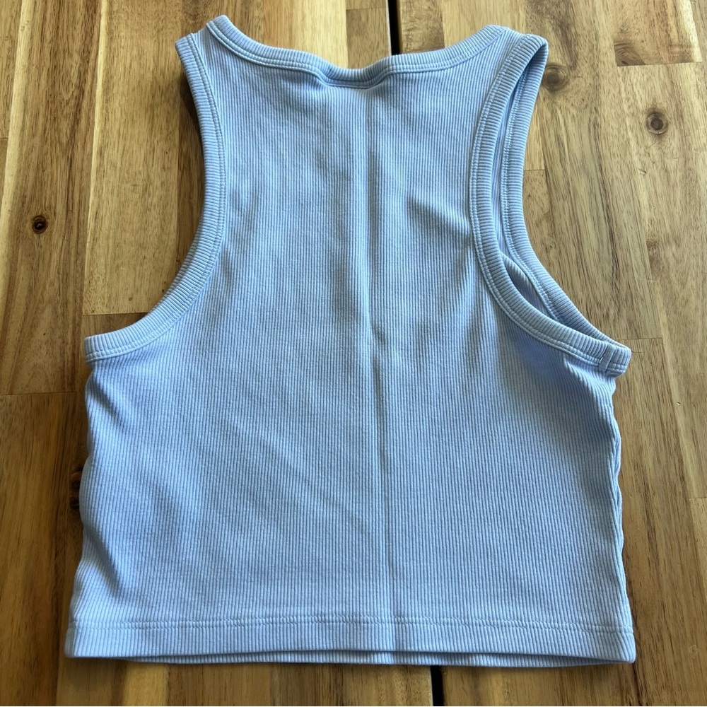 H&M Light Blue Ribbed Cropped Tank Top Size Small - Picture 3 of 5
